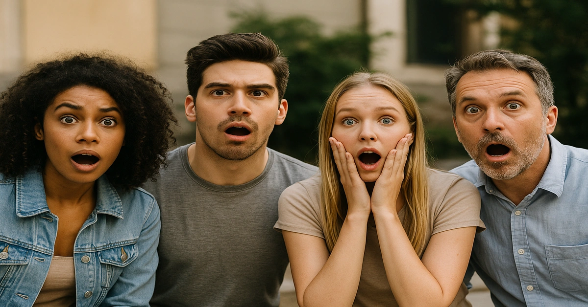 10 Noticias Inacreditáveis Pessoas surpresas reagindo a acontecimentos marcantes, representando as 10 notícias inacreditáveis do artigo.