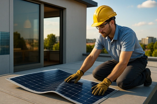 invencoes-modernas-que-estao-mudando-o-mundo
Engenheiro de capacete analisando painel solar instalado em casa moderna sob luz do sol