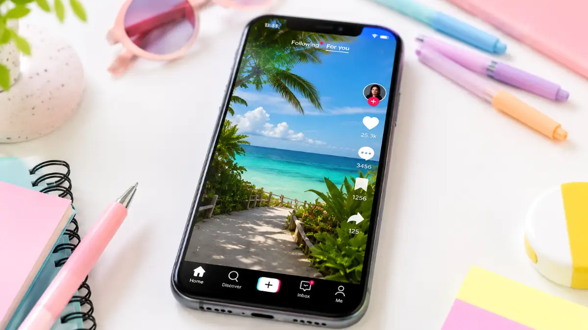 O que está bombando no TikTok em 2026 mostrado em smartphone com tendências virais e conteúdos populares