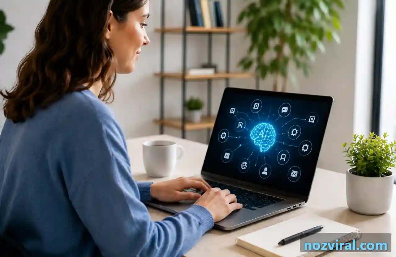 Ferramentas de inteligência artificial gratuitas sendo usadas em notebook para diferentes tarefas.