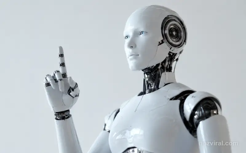 Tecnologia que funciona sozinha representada por robô humanoide com inteligência artificial.